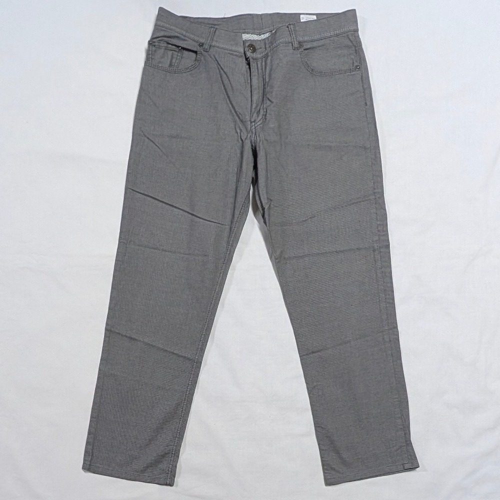 Brax Cooper Fancy Regular Fit Grey Micro Pattern Pants Mens 36x30